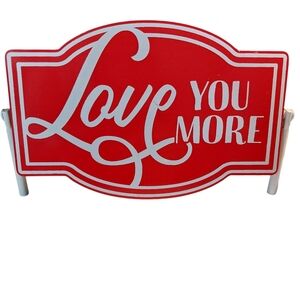 Red Love You More Valentine's Day Flippable Table Sign NEW
